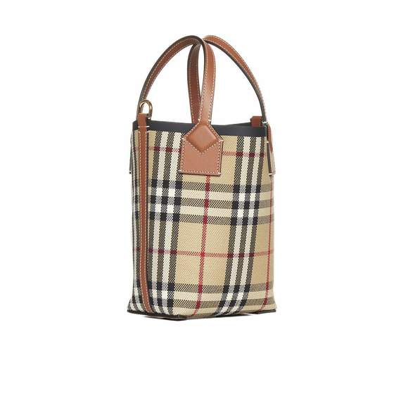 Burberry Check Top Handle London Tote Bag Brown - Picture 2 of 4
